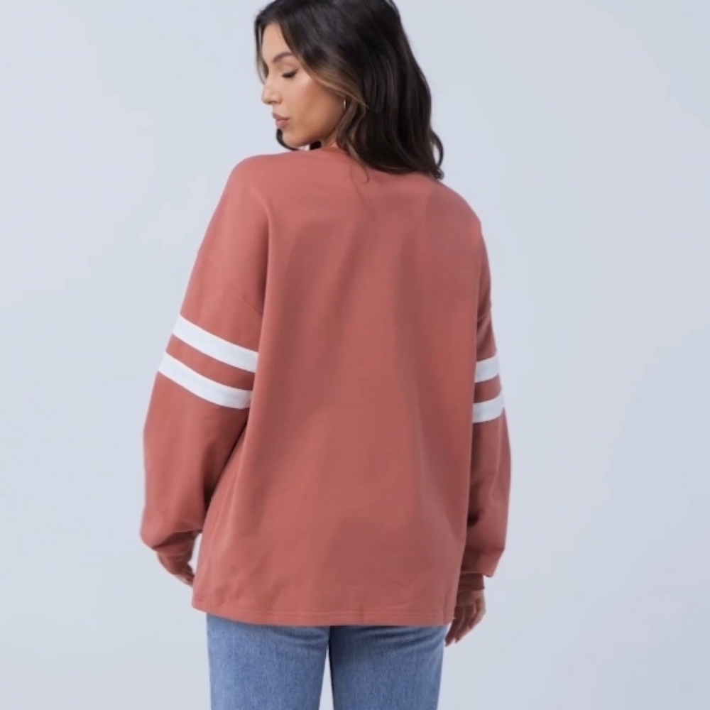 Striped Rust Sweatshirt - Picture 2 of 9